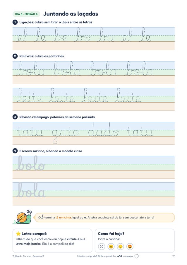Página de treino das laçadas